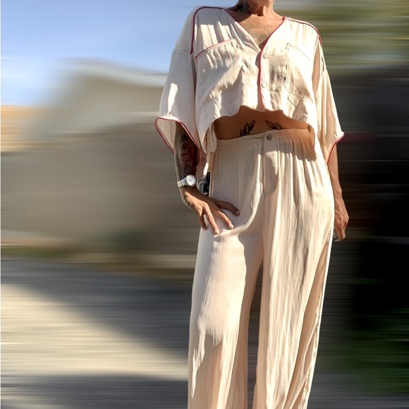 Free People Other - Free People Intametely Free Synthetic Shine crop top lounge pajama set